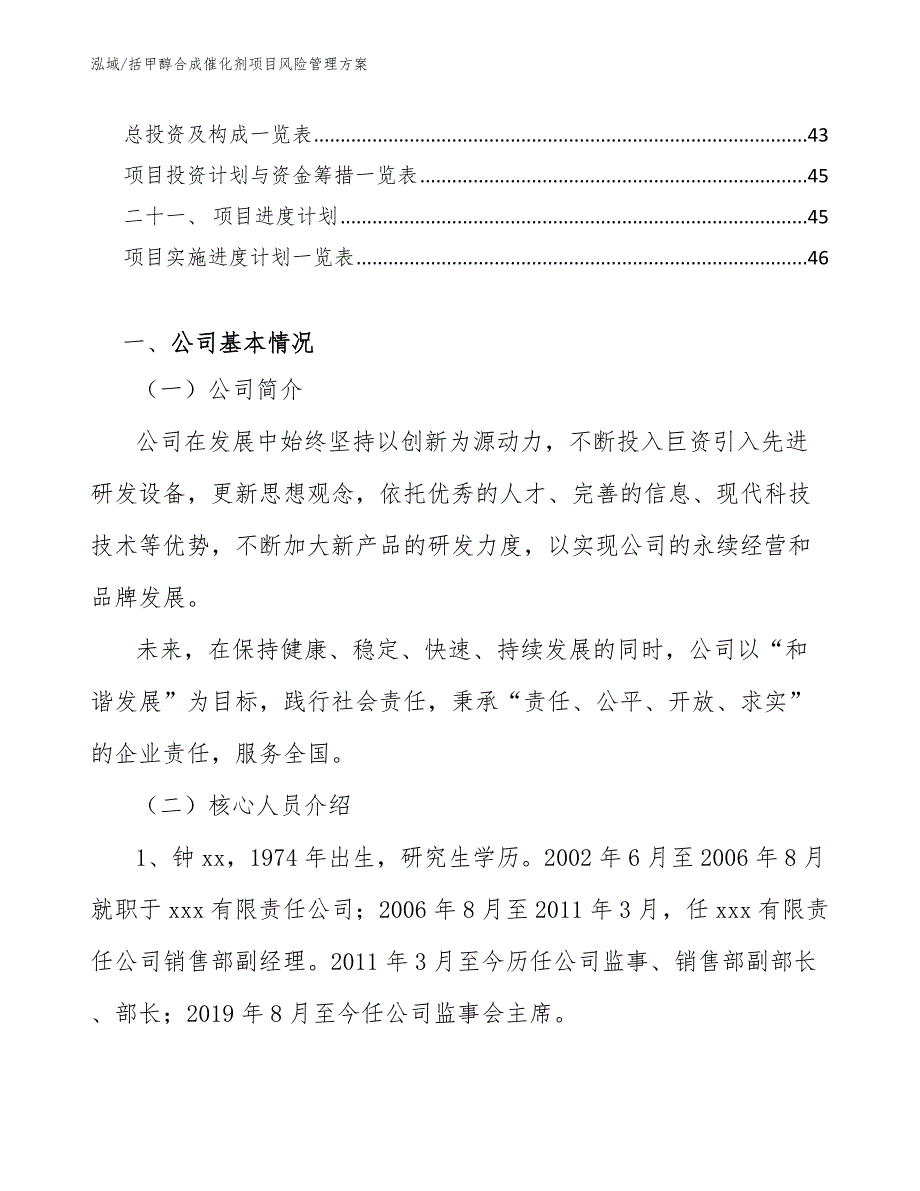 括甲醇合成催化剂项目风险管理方案【范文】_第3页