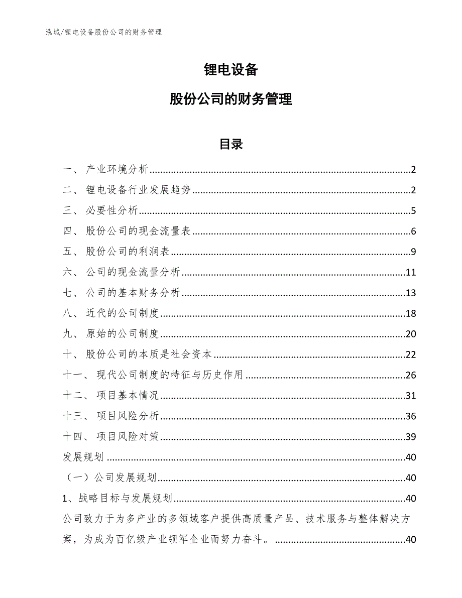 锂电设备股份公司的财务管理_第1页