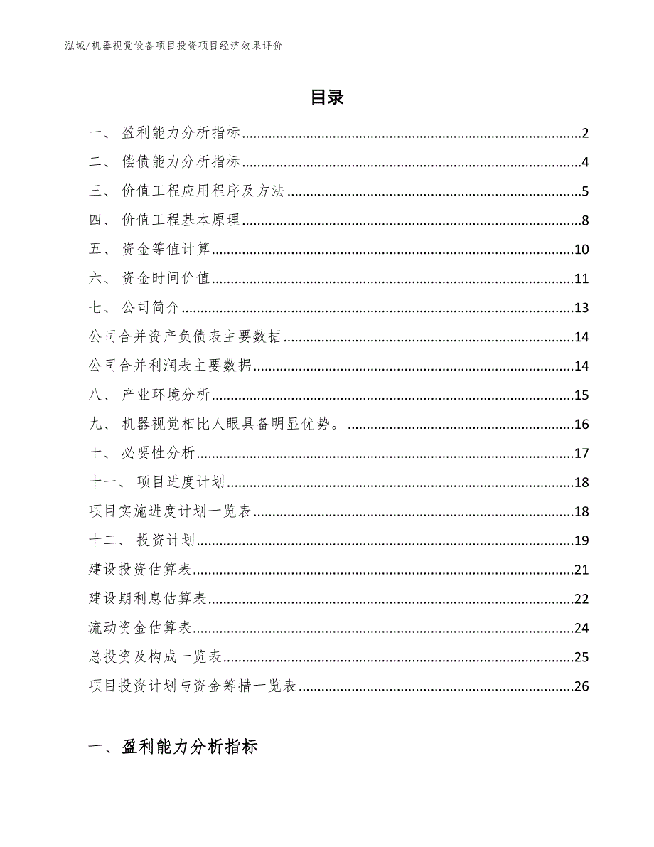 机器视觉设备项目投资项目经济效果评价（范文）_第2页