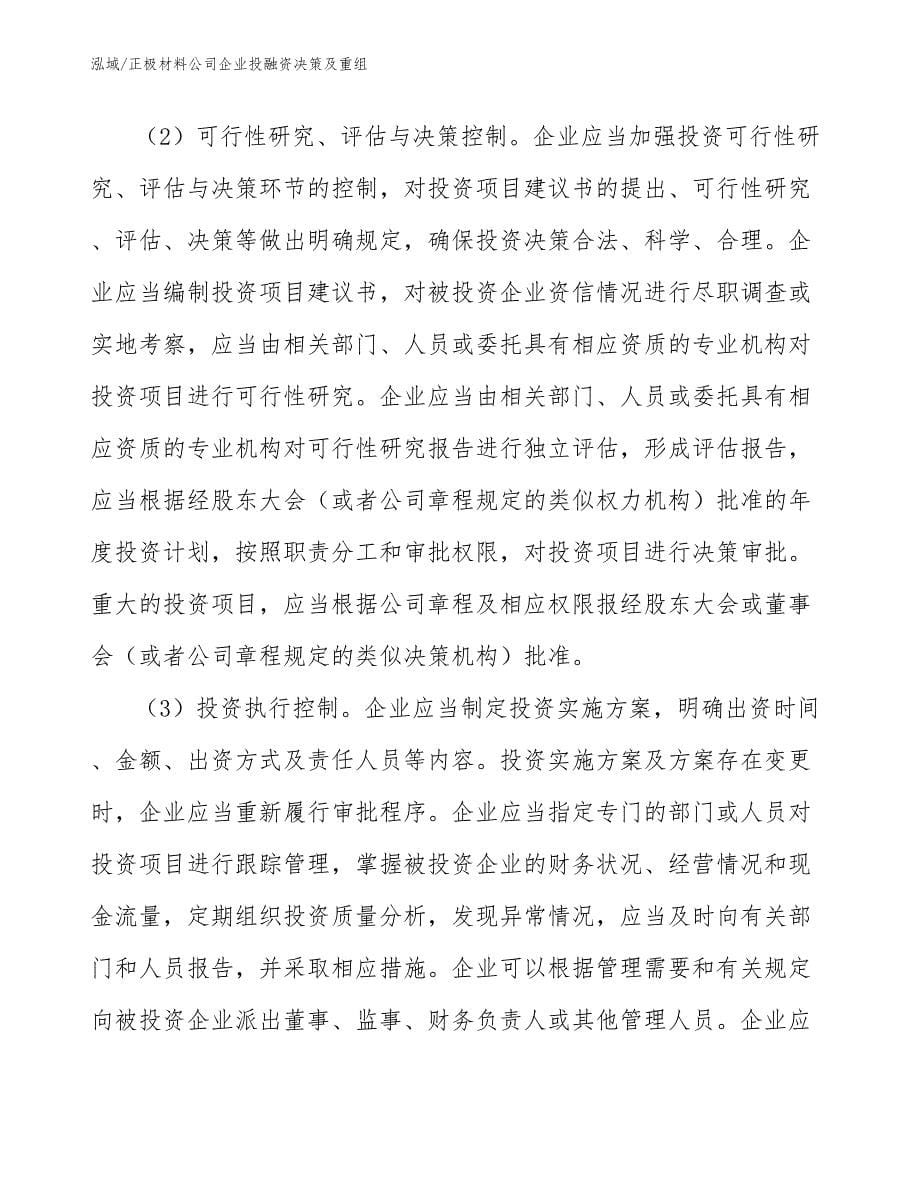 正极材料公司企业投融资决策及重组（参考）_第5页