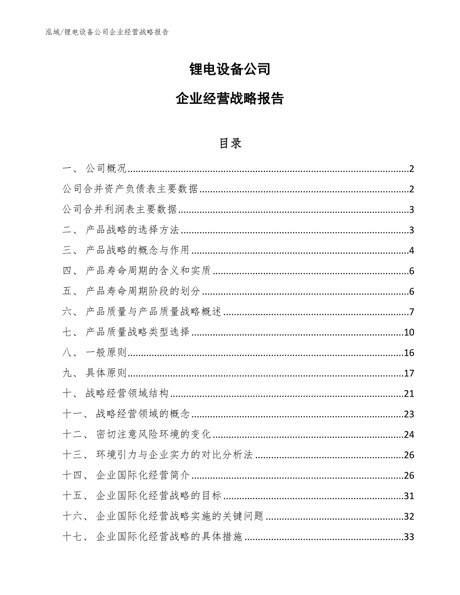 锂电设备公司企业经营战略报告（参考）_第1页