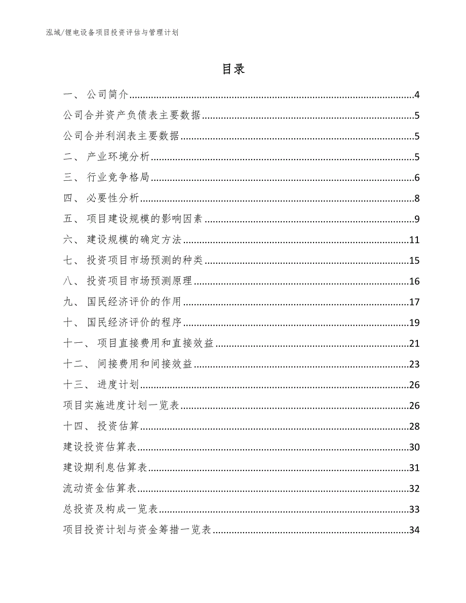 锂电设备项目投资评估与管理计划（参考）_第2页