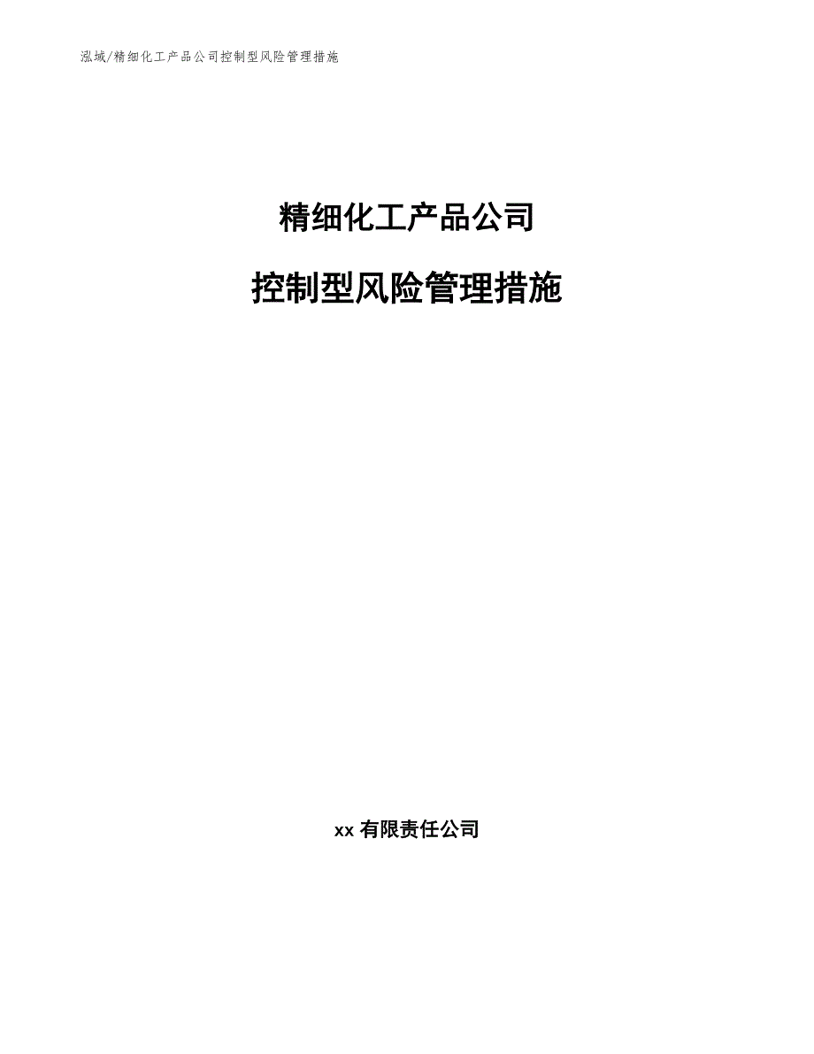 精细化工产品公司控制型风险管理措施_第1页