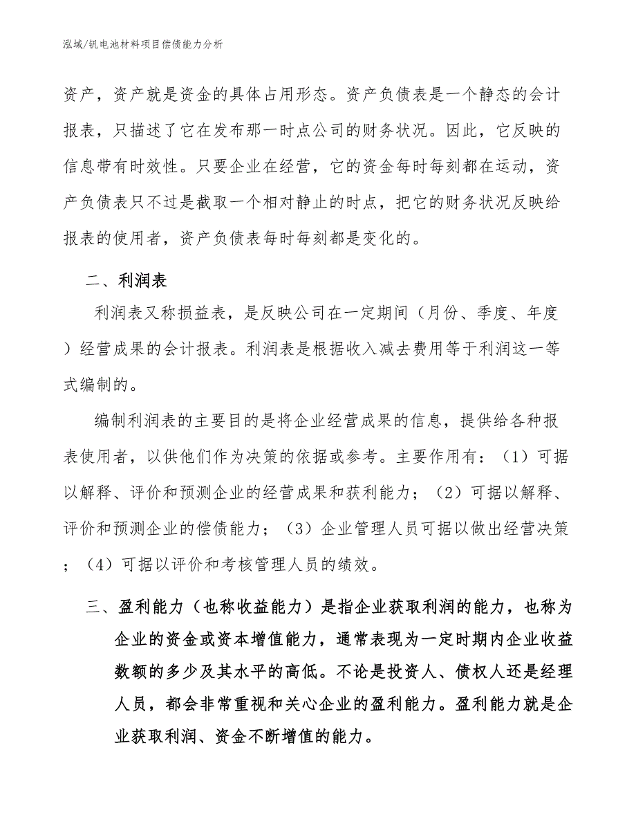 钒电池材料项目偿债能力分析【范文】_第4页