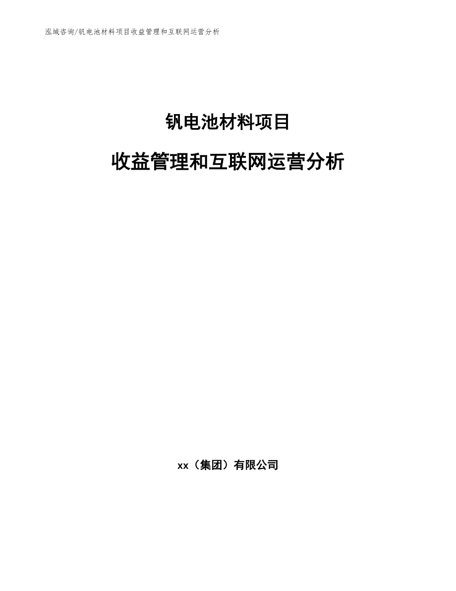 钒电池材料项目收益管理和互联网运营分析（参考）_第1页