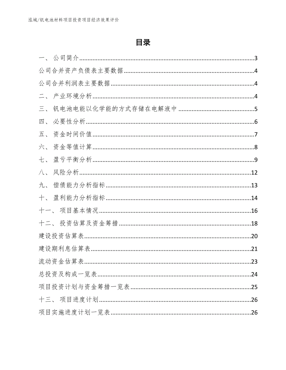 钒电池材料项目投资项目经济效果评价【参考】_第2页