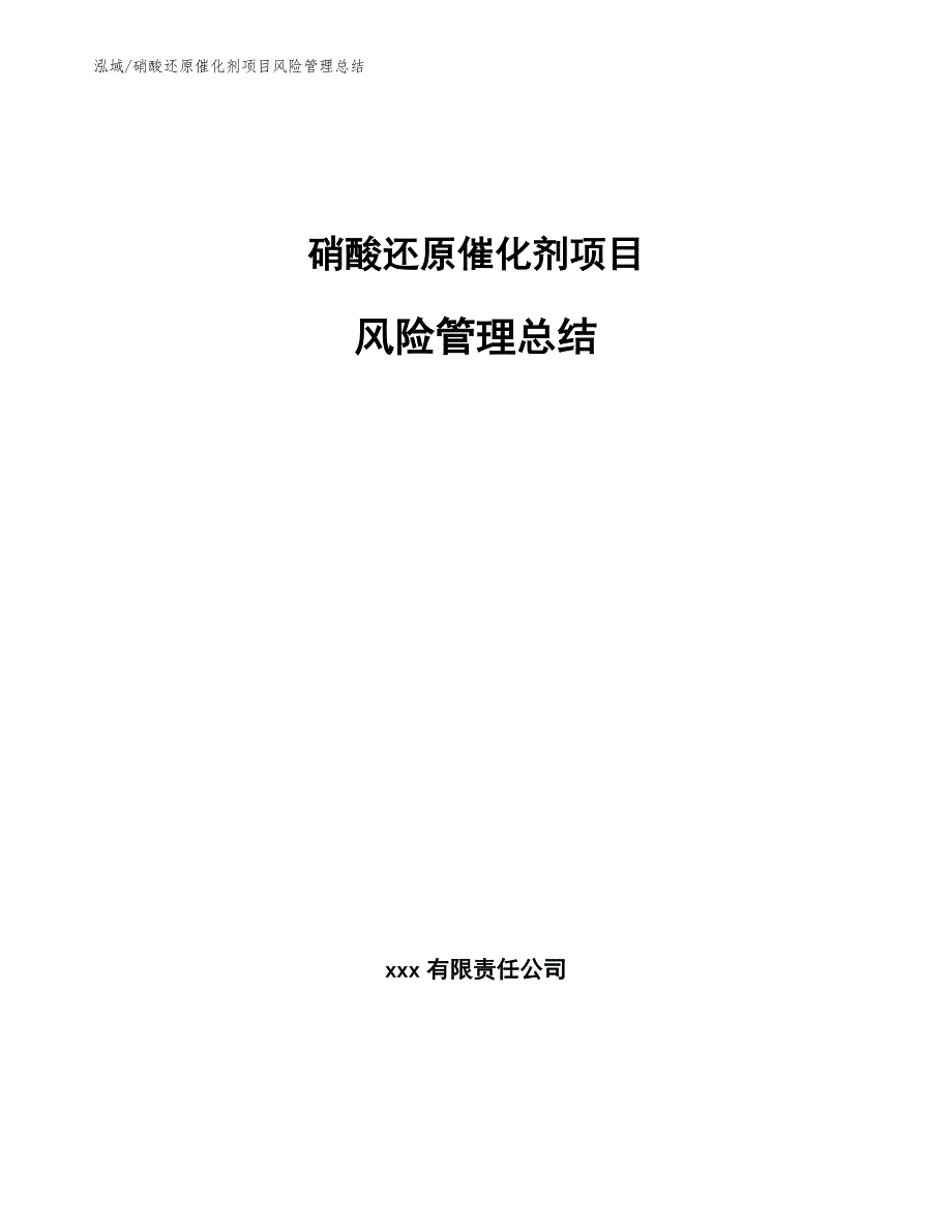 硝酸还原催化剂项目风险管理总结_参考_第1页