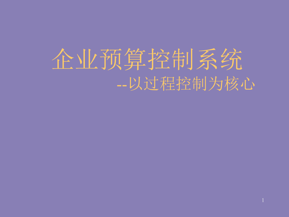 企业预算控制系统-以过程控制为核心课件_第1页