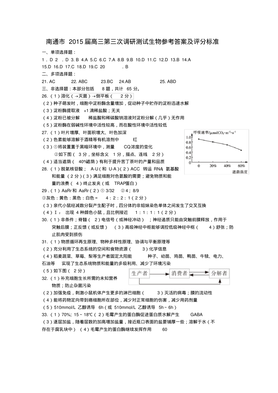 南通三模生物答案_第1页