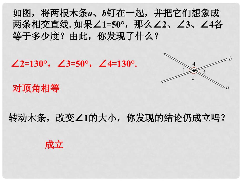 七年级数学上册 5.1 相交线 5.1.1 对顶角导入素材 （新版）华东师大版_第1页