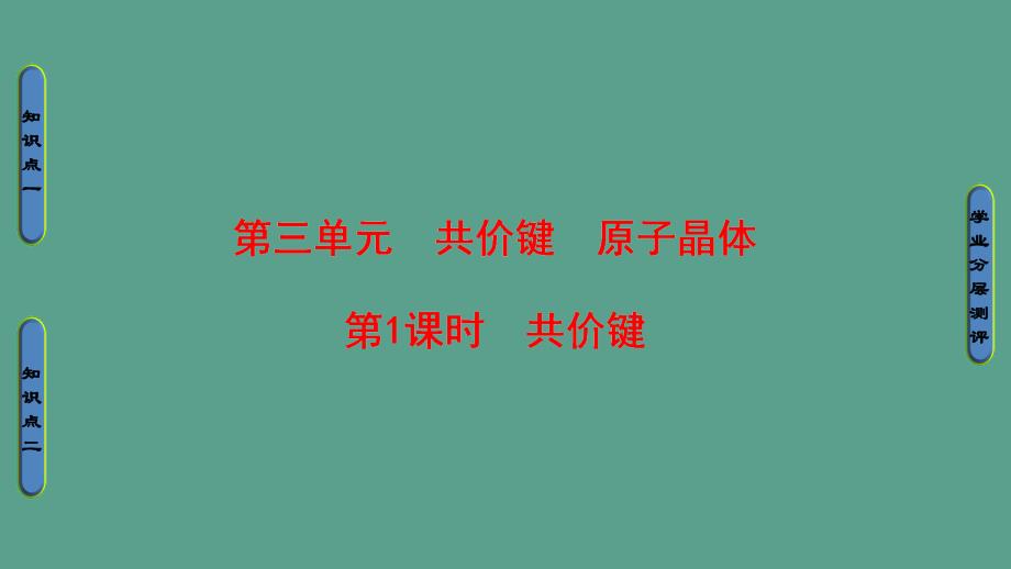 高中化学专题3微粒间作用力与物质性质第3单元共价键原子晶体第1课时共价键2ppt课件_第1页