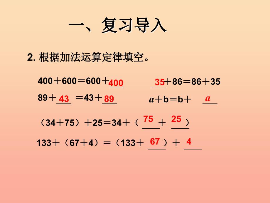 四年级数学下册 第3单元《运算定律》加法运算定律的应用课件 新人教版.ppt_第3页