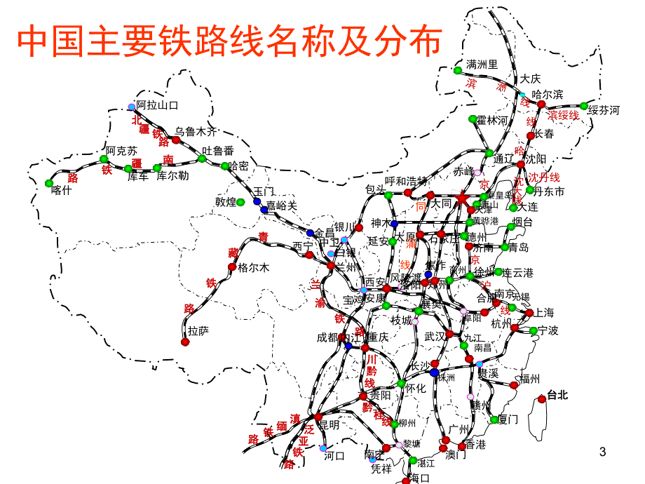 中国主要铁路干线分布(动态示意图)(课堂PPT)_第3页