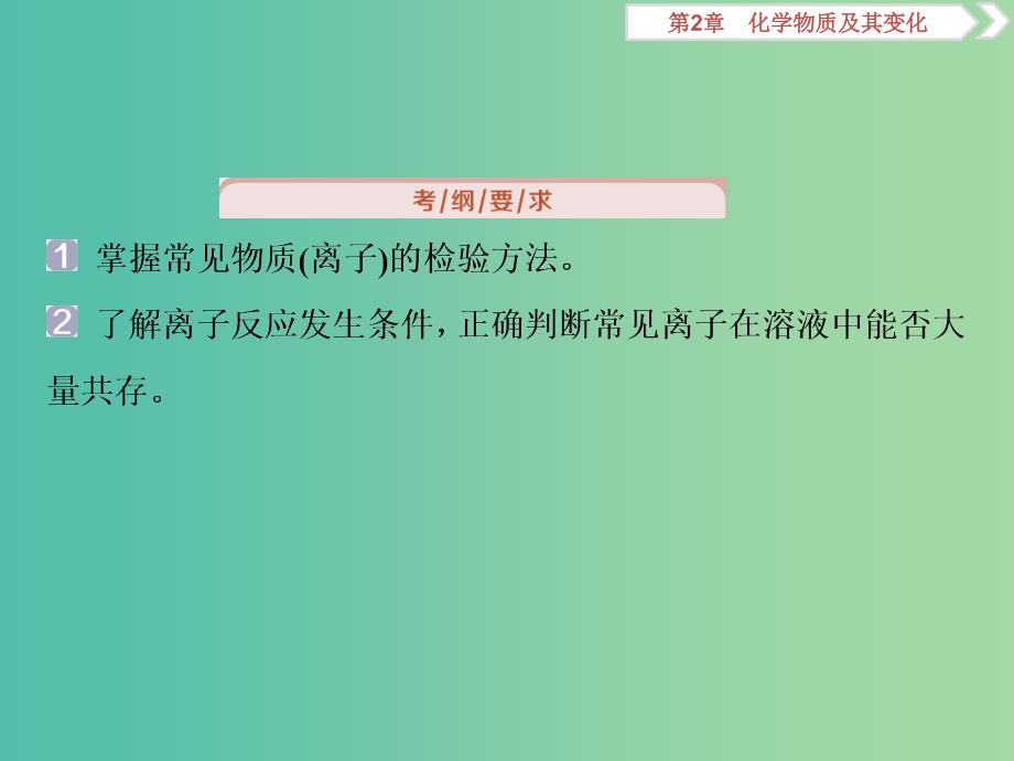 通用版2020版高考化学大一轮复习第2章化学物质及其变化第7讲离子共存物质的检验和推断课件新人教版.ppt_第2页