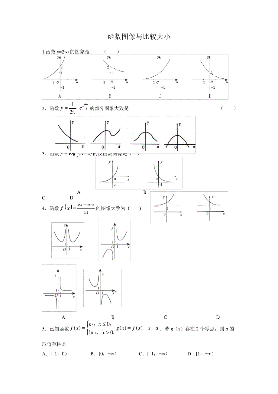 函数图像和比较大小专项练习-2023届高三数学一轮复习4763_第1页