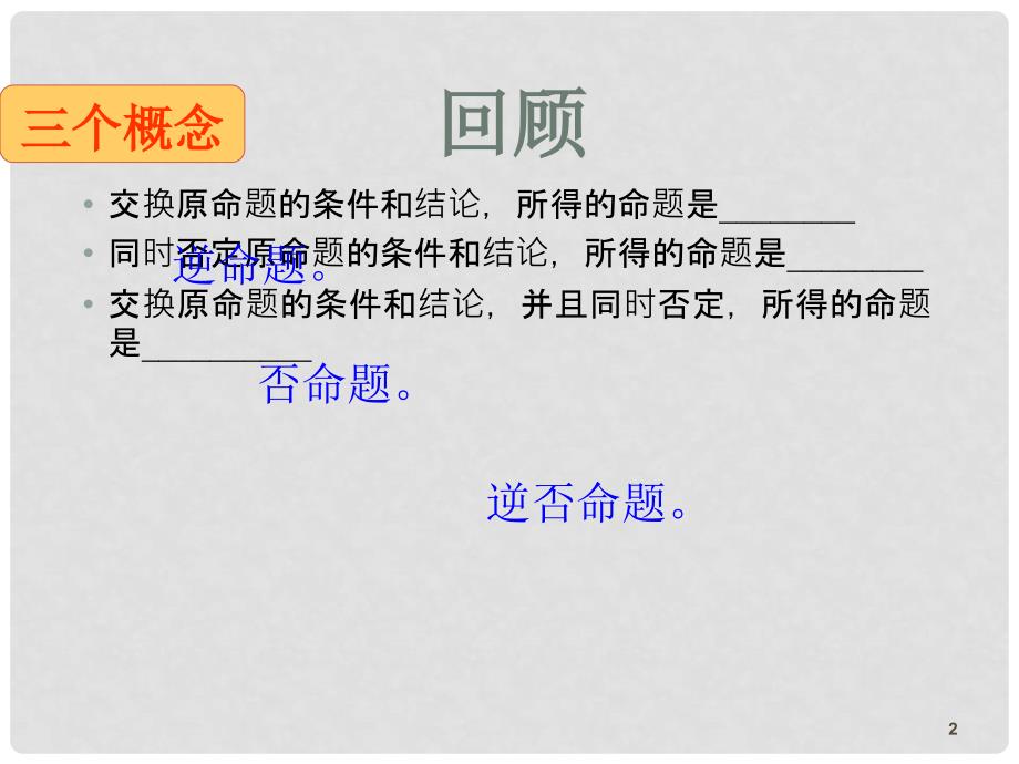 洞口三中高二数学 第一章常用逻辑用语上课课件选修一课时2 命题及四种命题_第2页