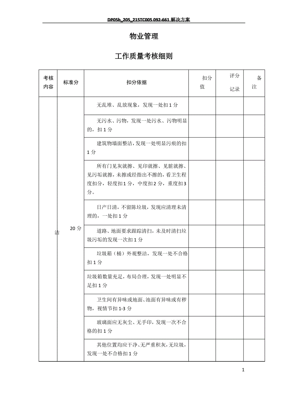 物业管理考核评分标准_第1页