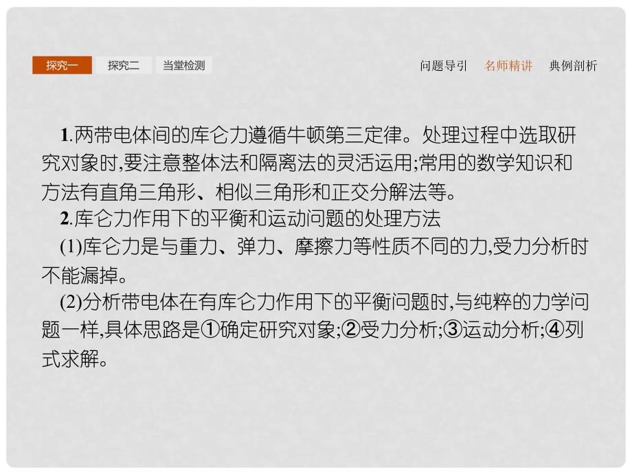 高中物理 第一章 静电场 习题课 库仑定律和电场强度课件 新人教版选修31_第3页