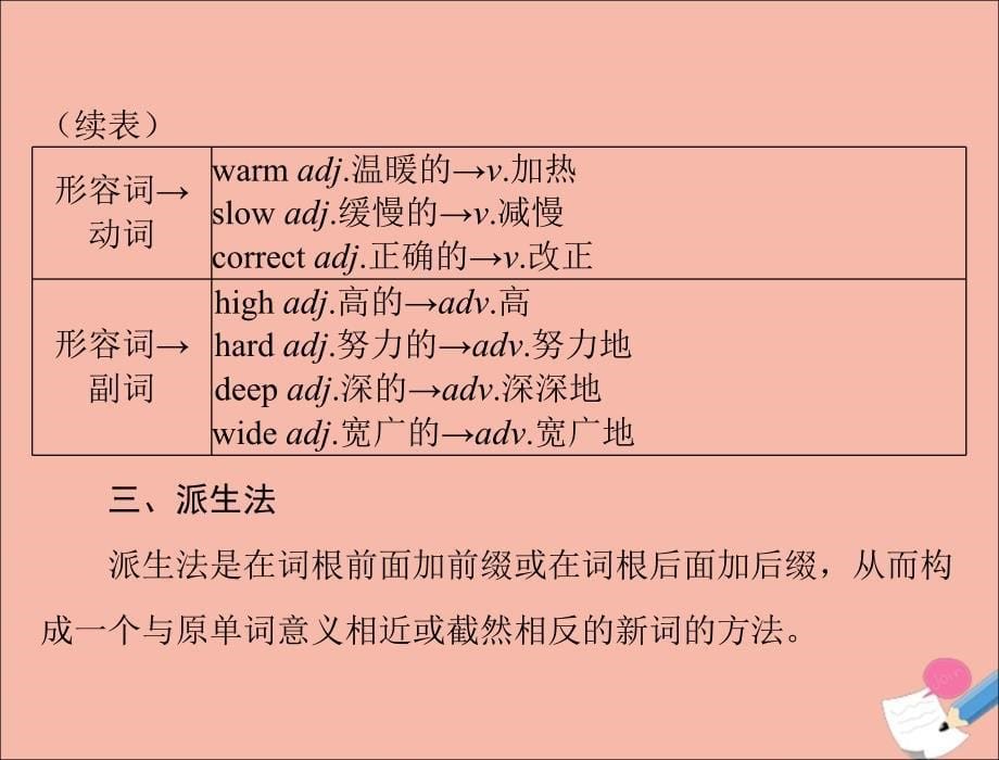 2020年高考英语一轮复习 第二部分 第十二讲 构词法课件_第5页