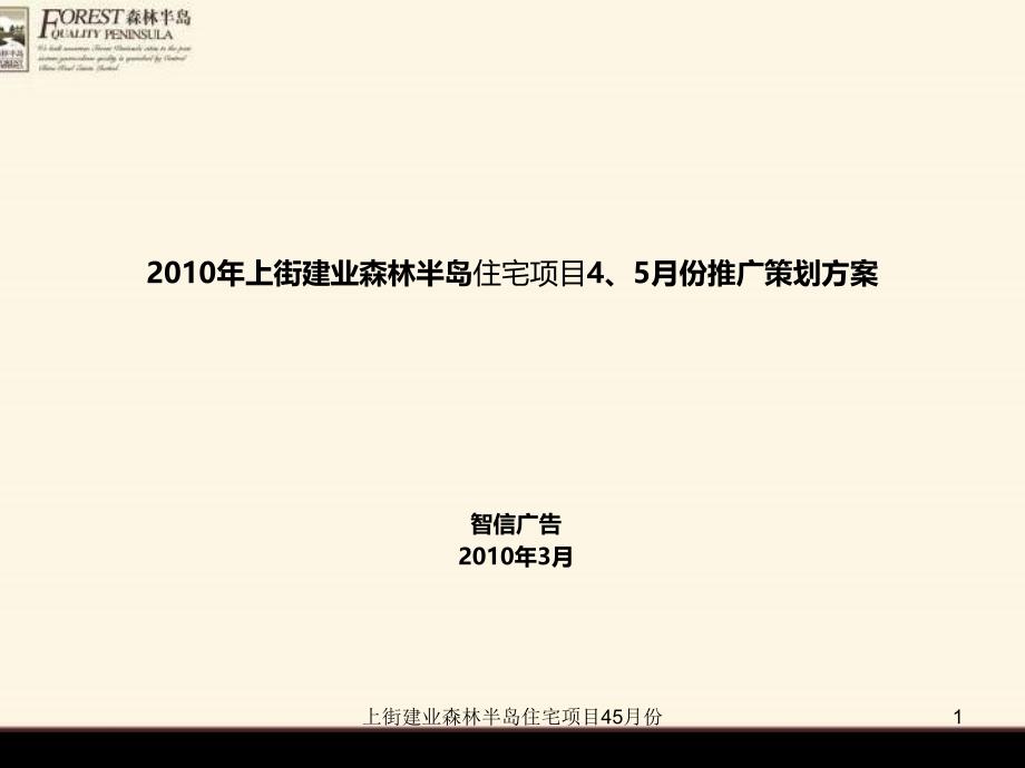 上街建业森林半岛住宅项目45月份推广策划方案课件_第1页