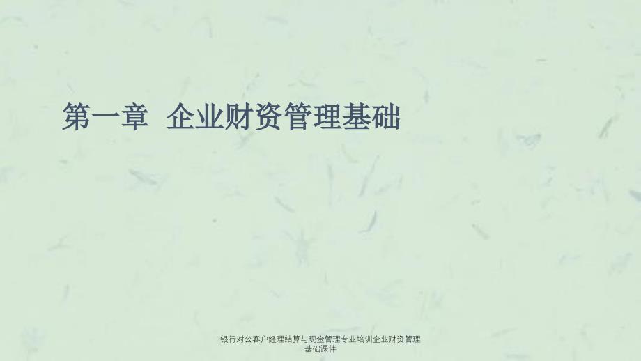 银行对公客户经理结算与现金管理专业培训企业财资管理基础课件_第1页