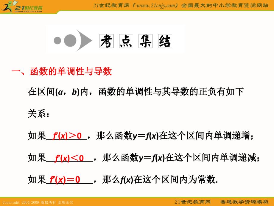 数学高考一轮复习课件：导数在研究函数中的应用与生活中的优化问题举例_第3页