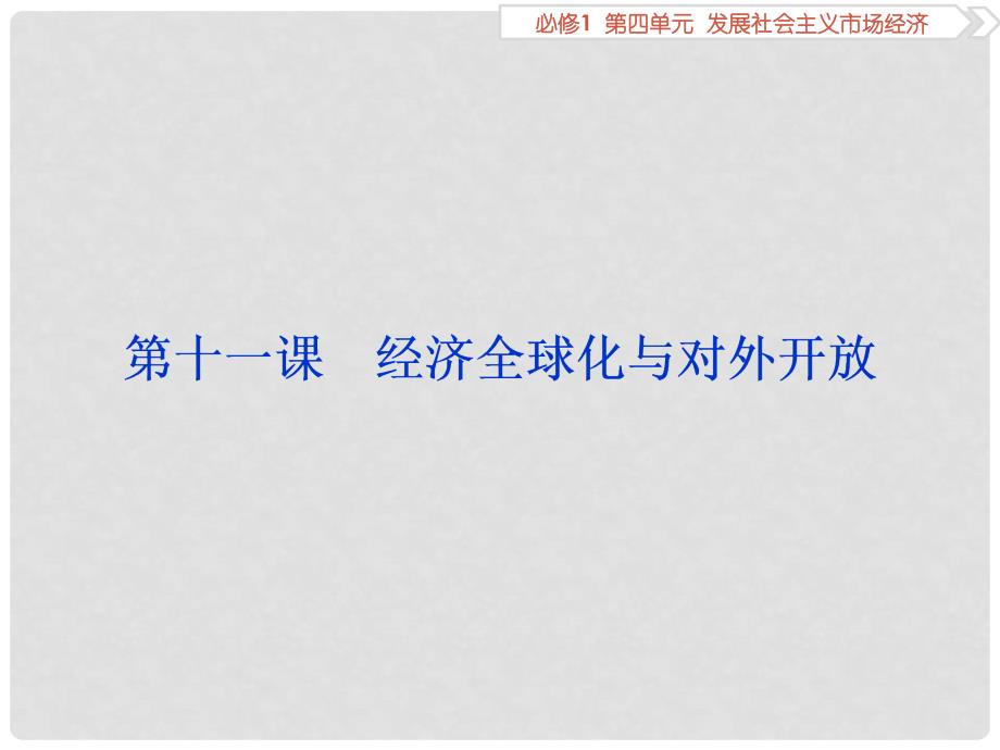 优化方案高考政治总复习 第四单元 第十一课 经济全球化与对外开放课件（必修1）_第1页