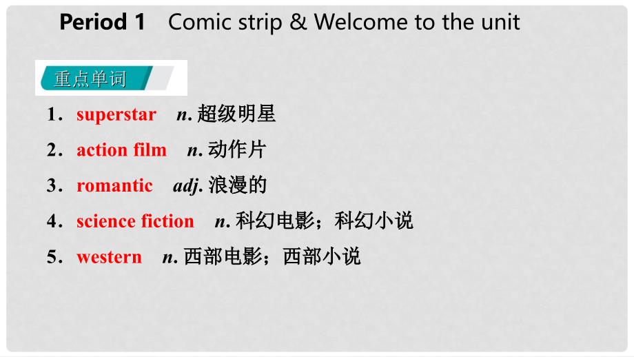 九年级英语上册 Unit 7 Films Period 1 Comic strip &amp; Welcome to the unit导学课件2 （新版）牛津版_第2页