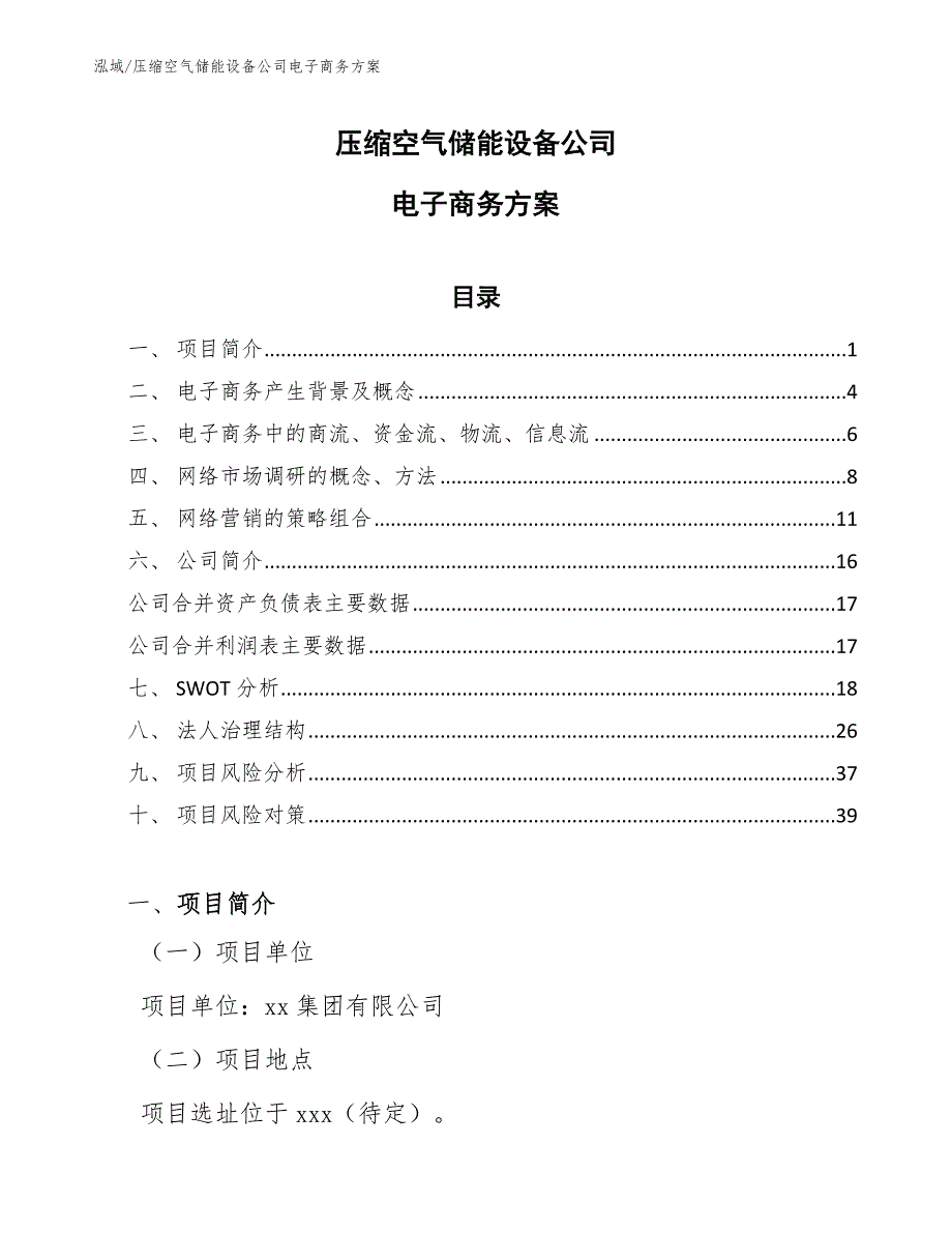 压缩空气储能设备公司电子商务方案_第1页