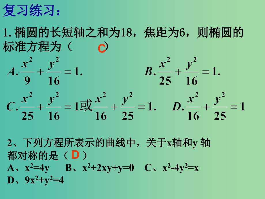 高中数学 2.1.2椭圆的简单几何性质（2）课件 新人教A版选修2-1.ppt_第3页