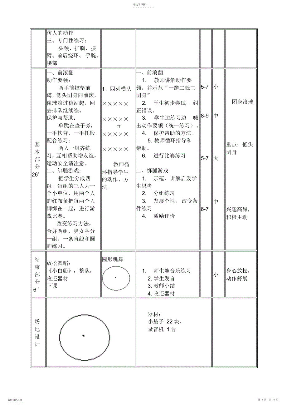 2022年小学体育《前滚翻》教学设计_第3页