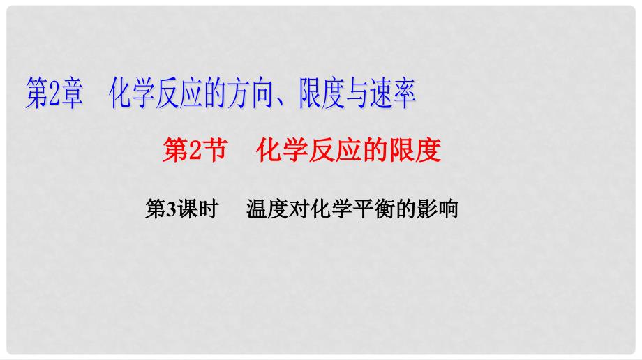 高中化学 第2章 化学反应的方向、限度与速率 2.2 化学反应的限度（第3课时）温度对化学平衡的影响课件 鲁科版选修4_第1页