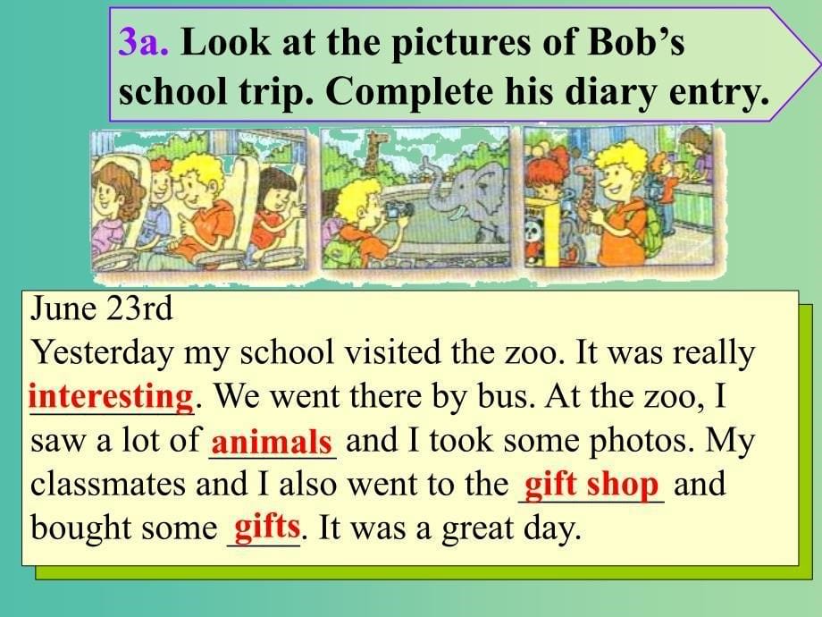 七年级英语下册 Unit 11 How was your school trip Section B（3a-Self Check）课件 （新版）人教新目标版.ppt_第5页