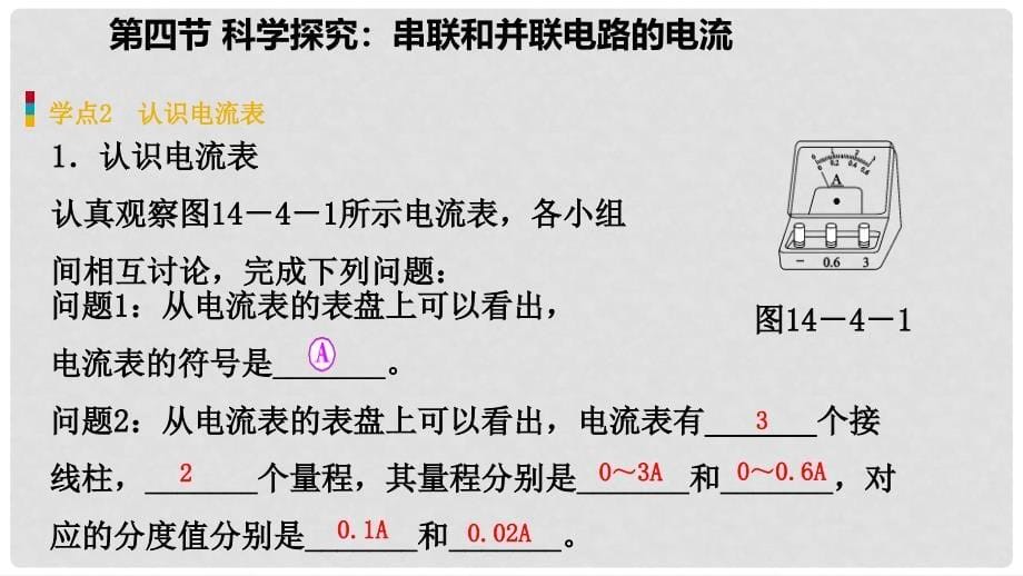 九年级物理全册 第十四章 第四节 科学探究：串联和并联电路的电流课件 （新版）沪科版_第5页