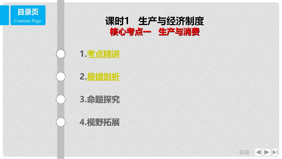 高考政治一轮复习 第二单元 生产、劳动与经营 课时1 生产与经济制度 核心考点一 生产与消费课件 新人教版必修1_第1页