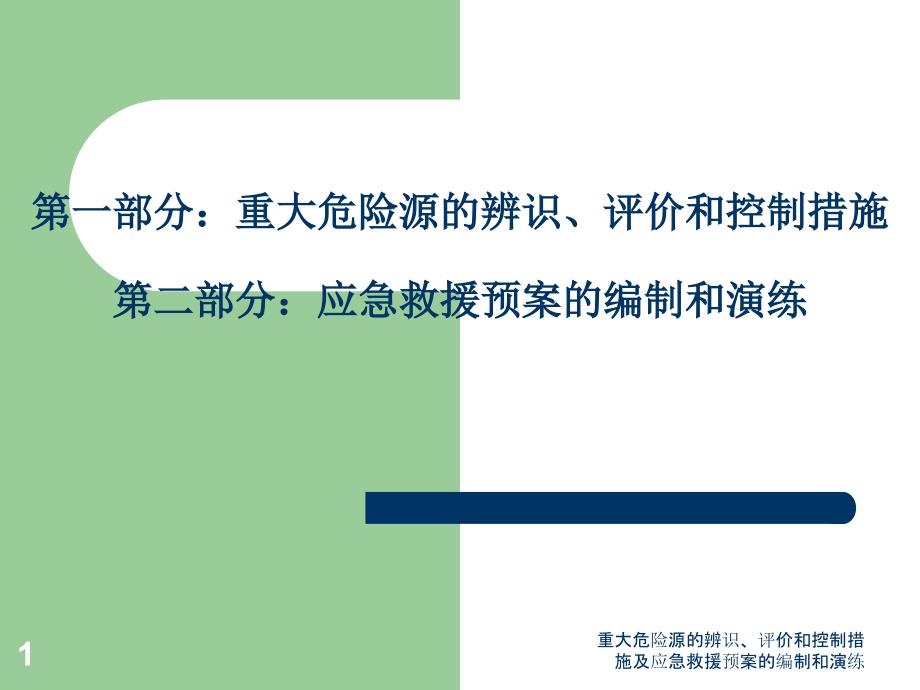 重大危险源的辨识评价和控制措施及应急救援预案的编制和演练课件_第1页