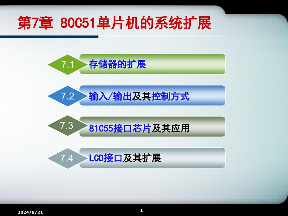 泉州市中考满分作文-第7章80C51单片机的系统扩展课件_第1页