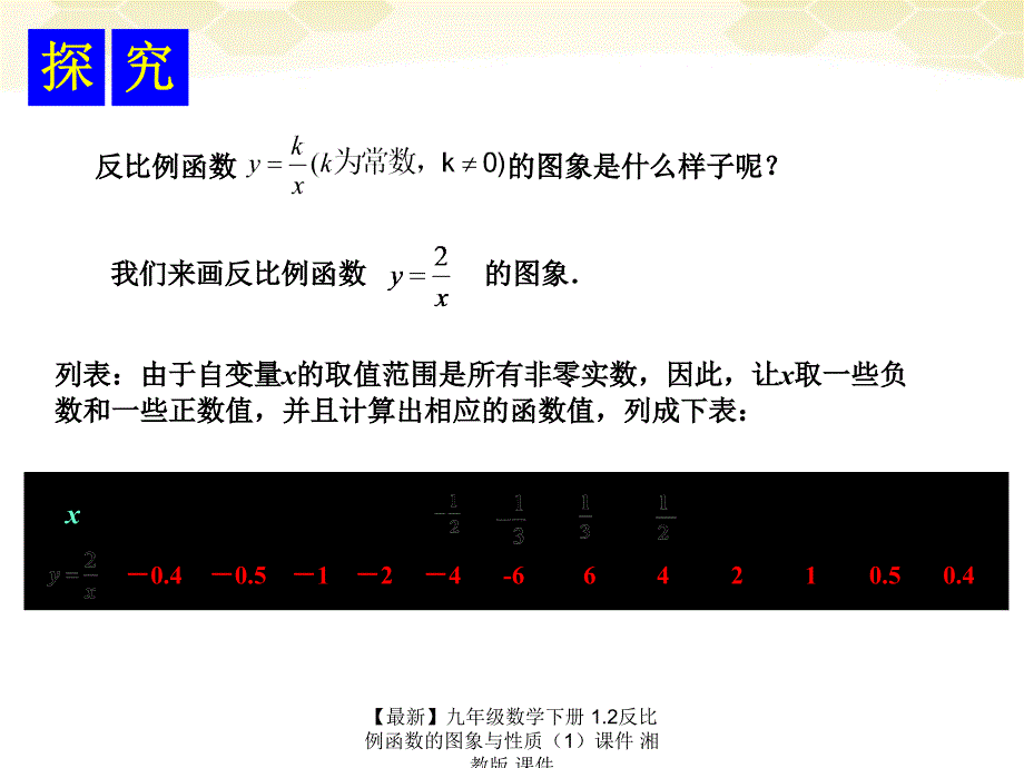 最新九年级数学下册1.2反比例函数的图象与性质课件湘教版课件_第3页