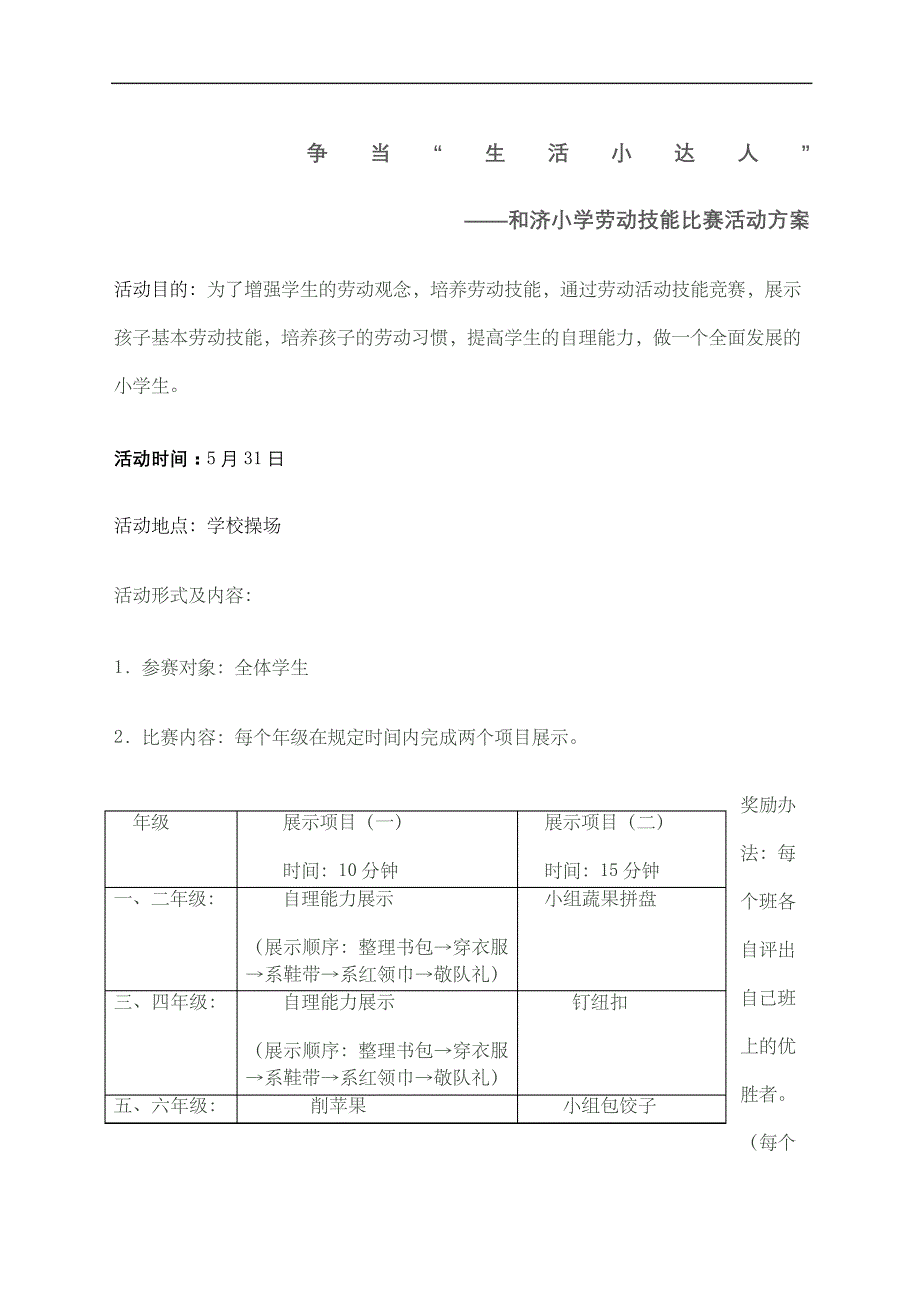 劳动技能比赛活动方案_第2页