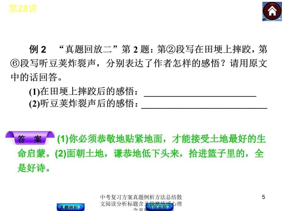 中考复习方案真题例析方法总结散文阅读分析标题含义揣摩情感心理含真题课件_第5页