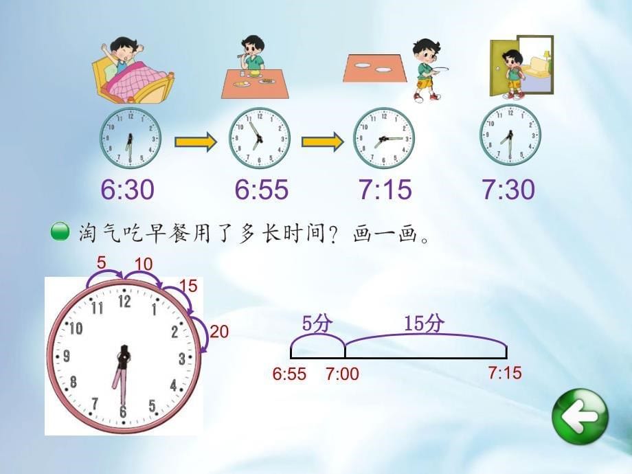 【北师大版】数学二年级下册：第7单元淘气的作息时间ppt教学课件_第5页