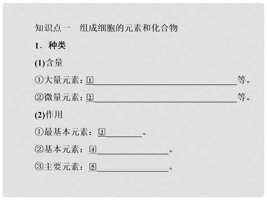 高考生物一轮复习 第一单元 走近细胞与组成细胞的分子 第2讲 细胞中的元素、化合物和无机物课件_第5页