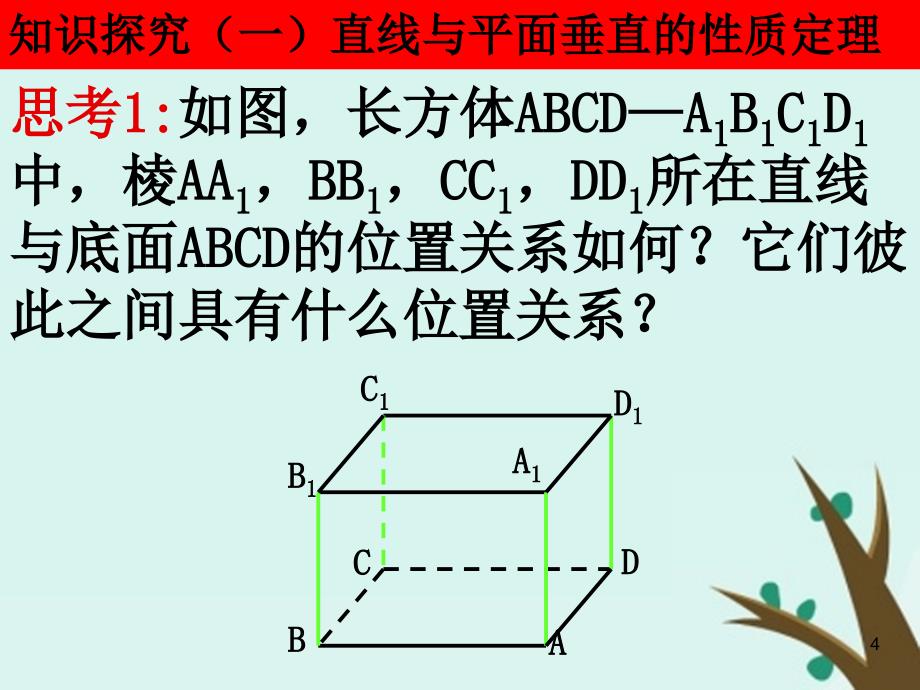 2018年高中数学 第一章 立体几何初步 1.6.2 垂直关系的性质课件1 北师大版必修2_第4页