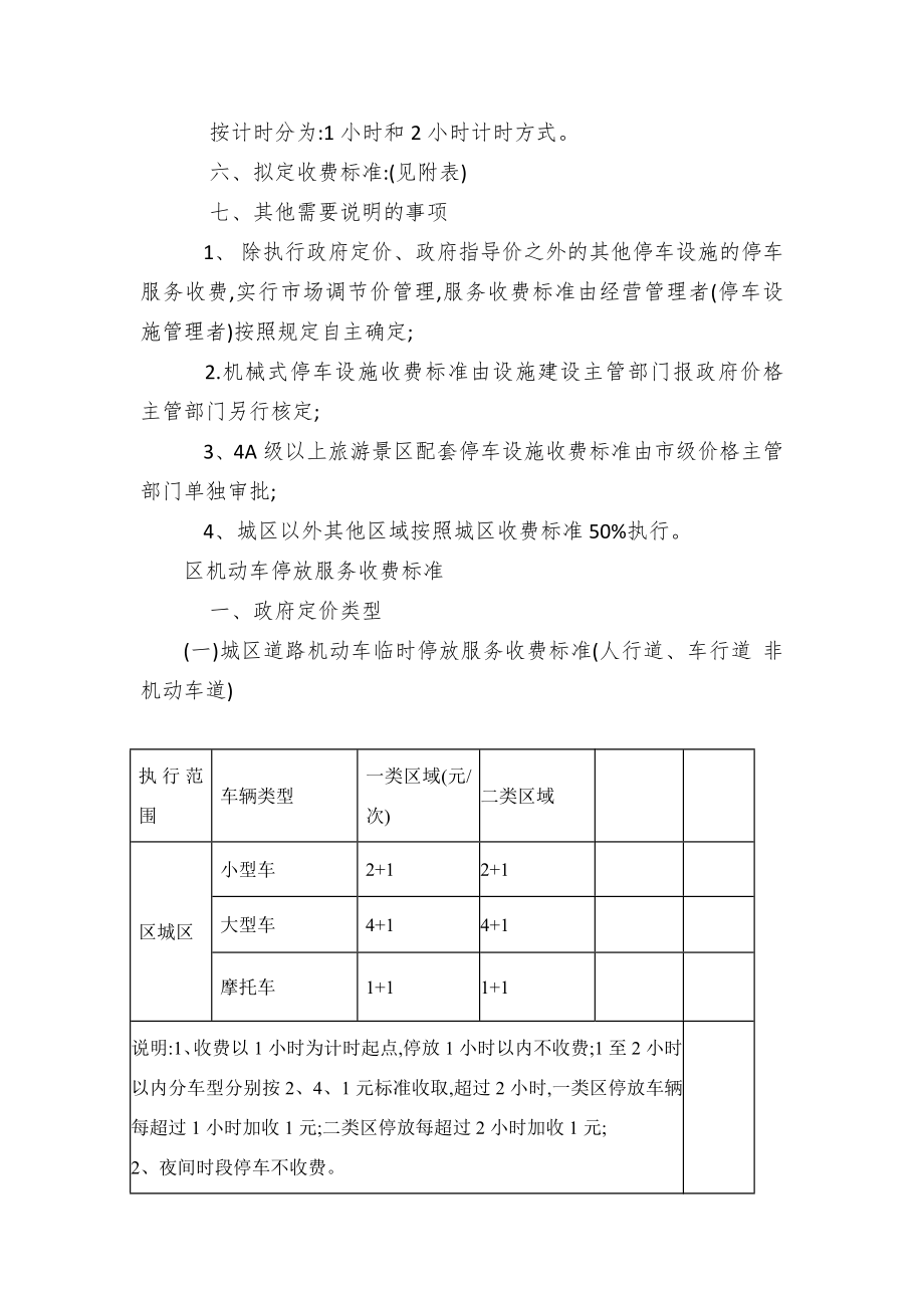 机动车停放服务收费标准定价方案(征求意见稿)_第2页