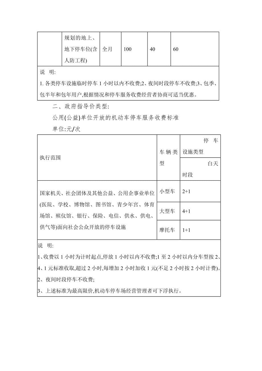 机动车停放服务收费标准定价方案(征求意见稿)_第5页