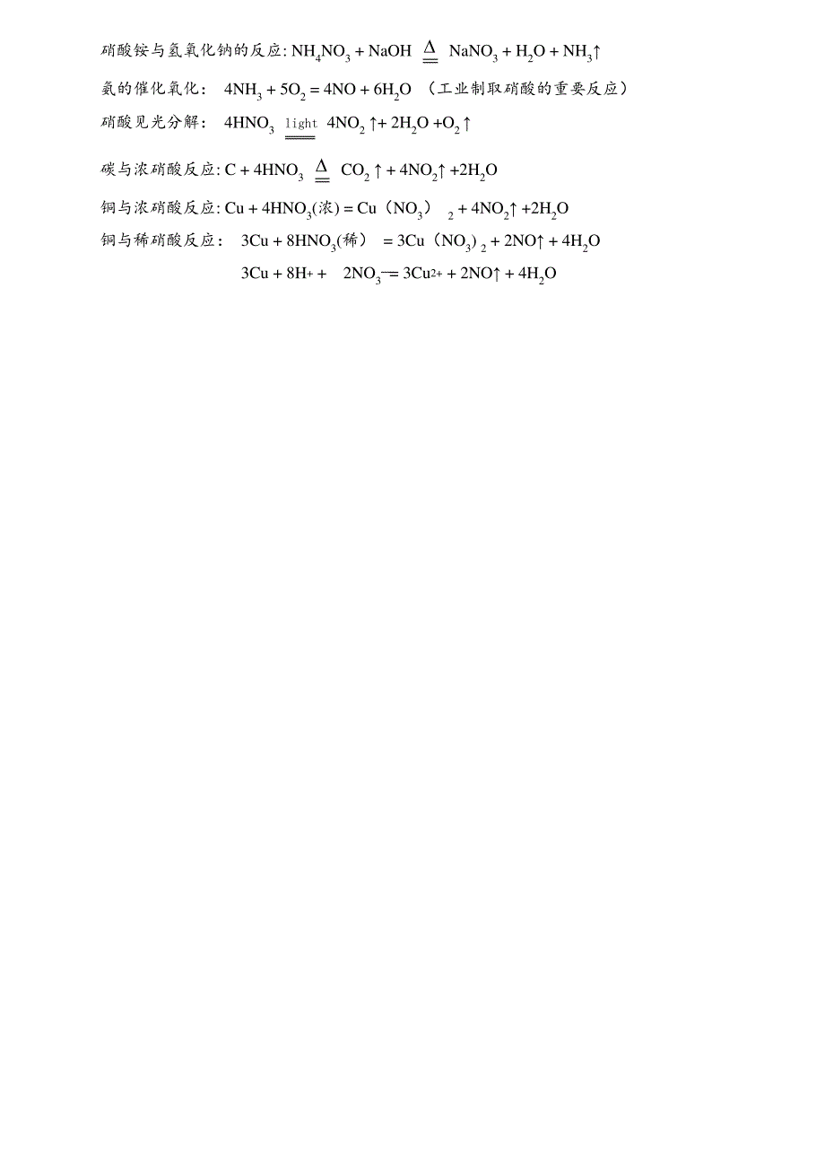 人教版高一化学必修1化学方程式总结_第4页