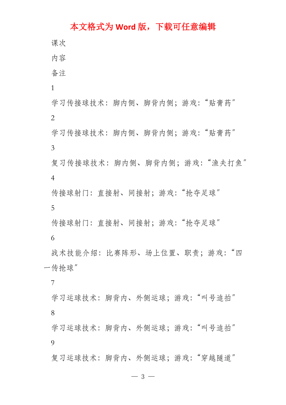 足球教案及训练专题计划（31页）_第3页