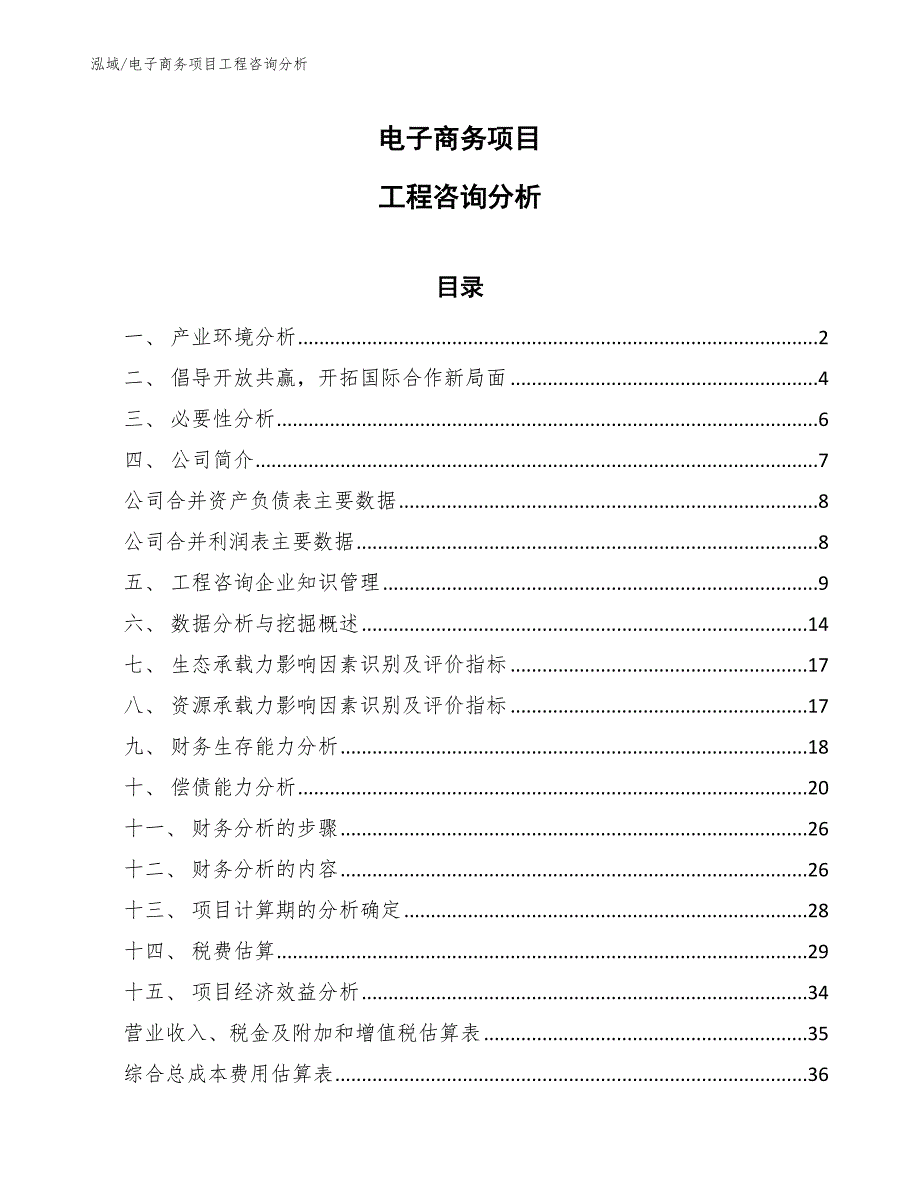 电子商务项目工程咨询分析_第1页