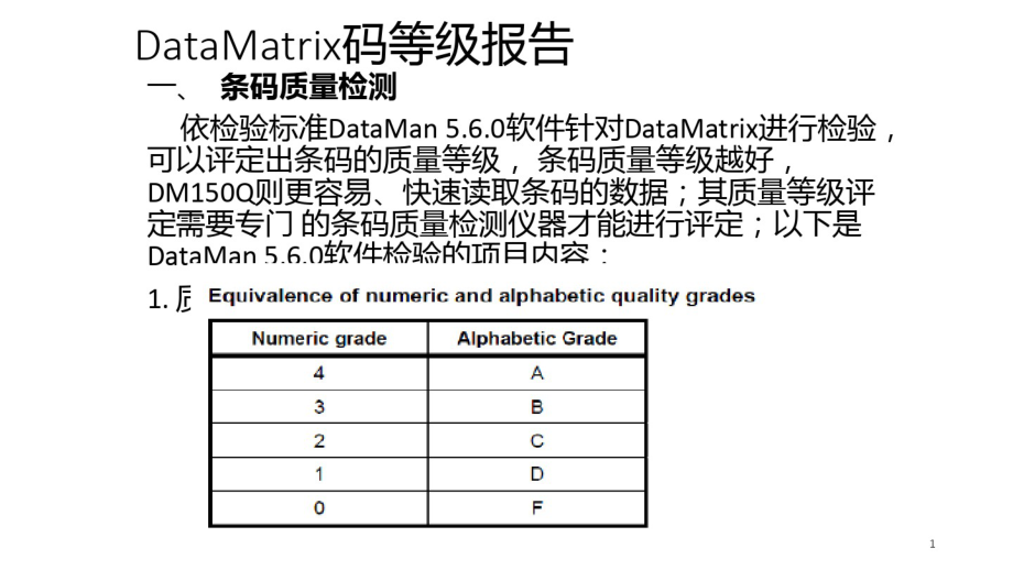 DataMatrix码等级报告PPT课件_第1页