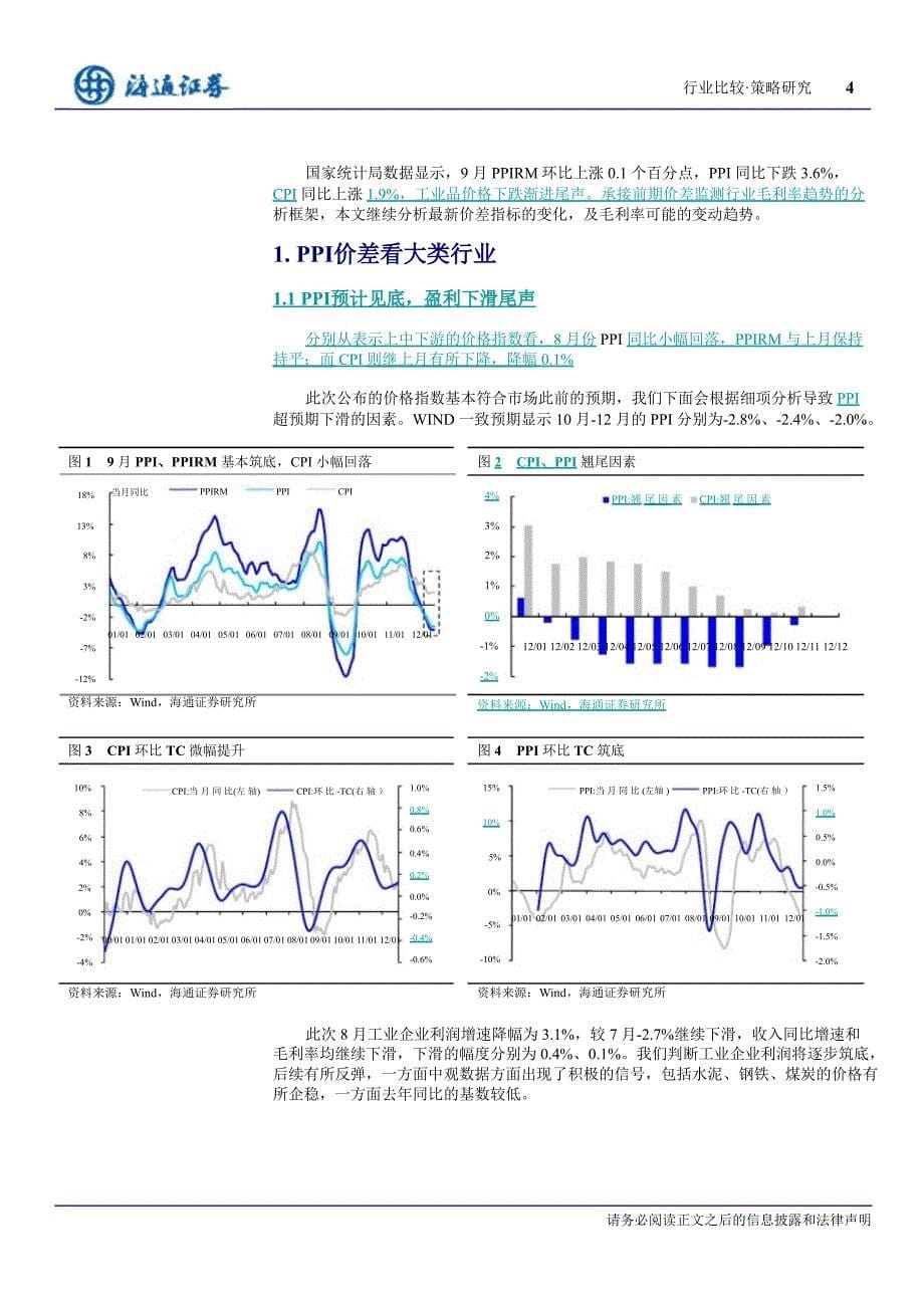 PPI价差监测毛利率：上游压力趋缓企业盈利下滑尾声1019_第5页